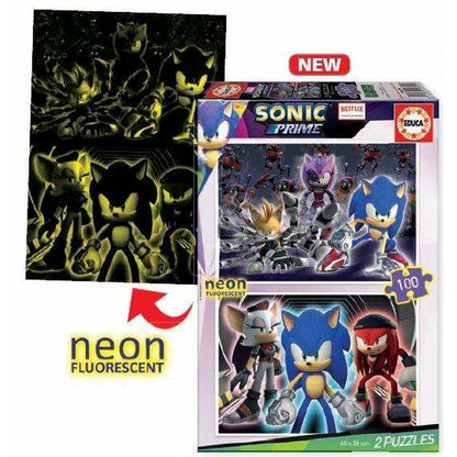 Set de 2 Puzzle-uri Educa Neon Sonic 100 Piese - Jucarii si jocuri, Puzzle-uri și puzzle-uri