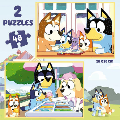 Set de 2 Puzzle-uri Educa Bluey 48 Piese - Jucarii si jocuri, Puzzle-uri și puzzle-uri