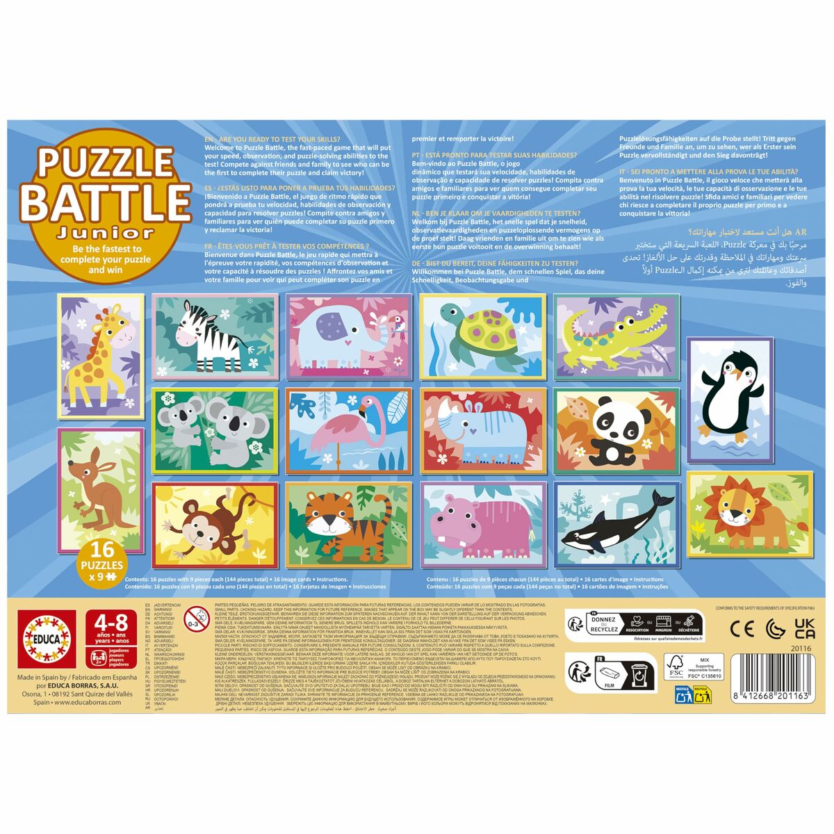 Puzzle Educa Battle Jr Animales 144 Piese - Jucarii si jocuri, Puzzle-uri și puzzle-uri