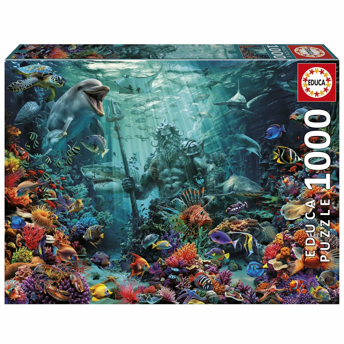 Puzzle Educa Poseidon in a Coral Reef 1000 Piese - Jucarii si jocuri, Puzzle-uri și puzzle-uri