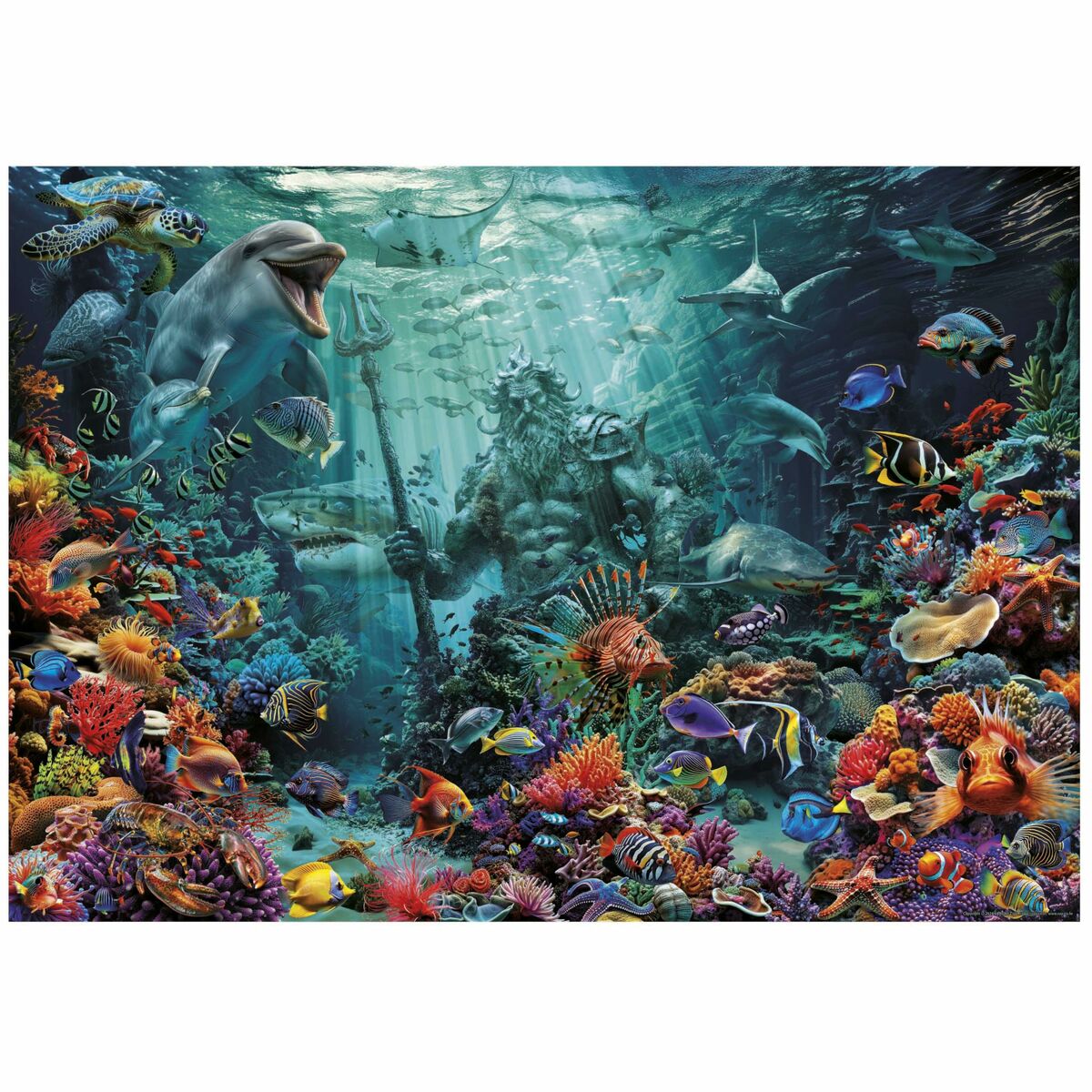 Puzzle Educa Poseidon in a Coral Reef 1000 Piese - Jucarii si jocuri, Puzzle-uri și puzzle-uri