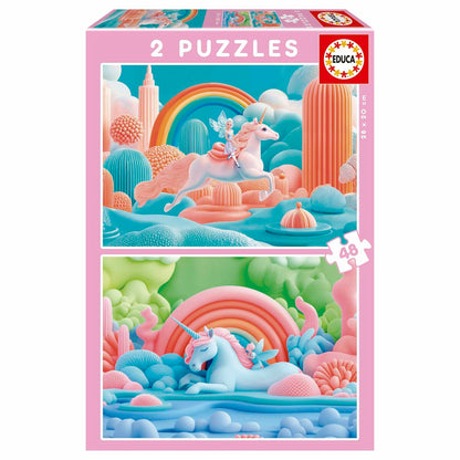 Puzzle Educa Magic Unicorns 48 Piese (2 Unități) - Jucarii si jocuri, Puzzle-uri și puzzle-uri