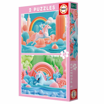 Puzzle Educa Magic Unicorns 48 Piese (2 Unități) - Jucarii si jocuri, Puzzle-uri și puzzle-uri
