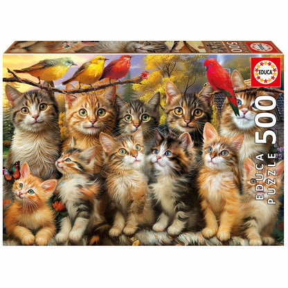 Puzzle Educa Gatitos y Pájaros 500 Piese - Jucarii si jocuri, Puzzle-uri și puzzle-uri