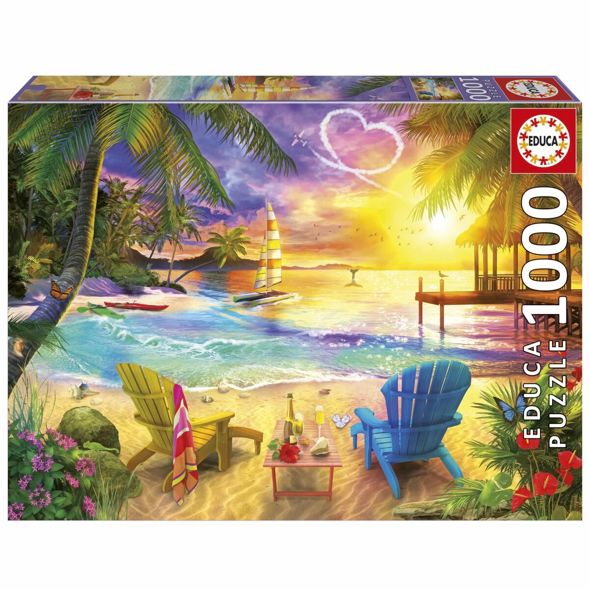 Puzzle Educa Love Beach 1000 Piese - Jucarii si jocuri, Puzzle-uri și puzzle-uri