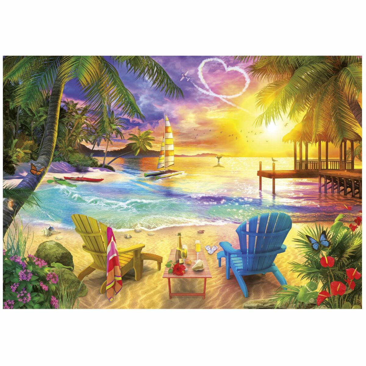 Puzzle Educa Love Beach 1000 Piese - Jucarii si jocuri, Puzzle-uri și puzzle-uri