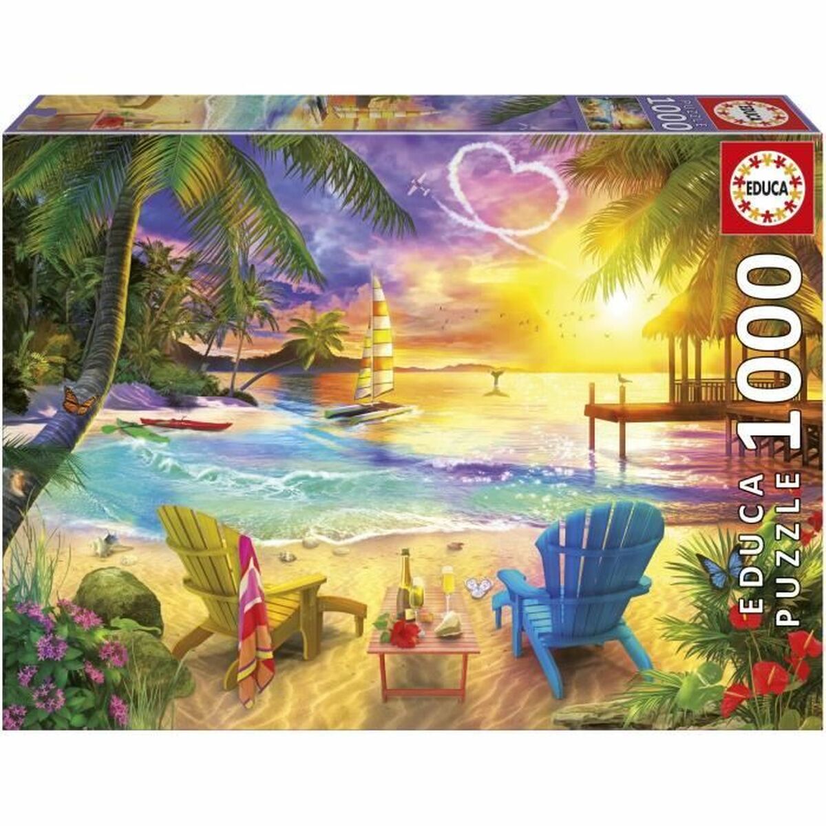 Puzzle Educa Love Beach 1000 Piese - Jucarii si jocuri, Puzzle-uri și puzzle-uri
