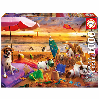 Puzzle Educa Perros jugando en la playa 1000 Piese - Jucarii si jocuri, Puzzle-uri și puzzle-uri
