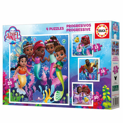 Set de 4 Puzzle-uri Educa Ariel 12 Piese 16 Piese 20 Piese 25 Piese - Jucarii si jocuri, Puzzle-uri și puzzle-uri