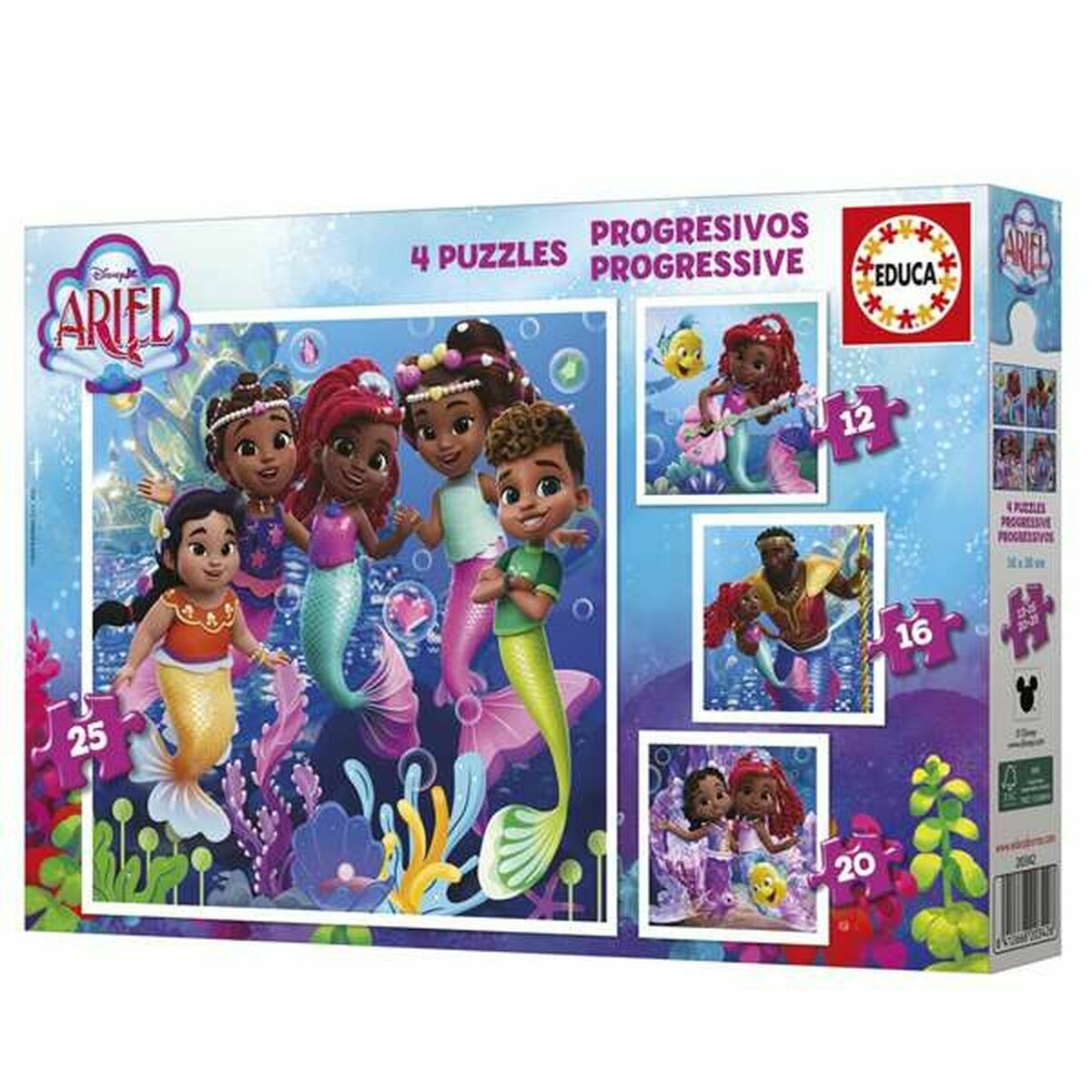 Set de 4 Puzzle-uri Educa Ariel 12 Piese 16 Piese 20 Piese 25 Piese - Jucarii si jocuri, Puzzle-uri și puzzle-uri