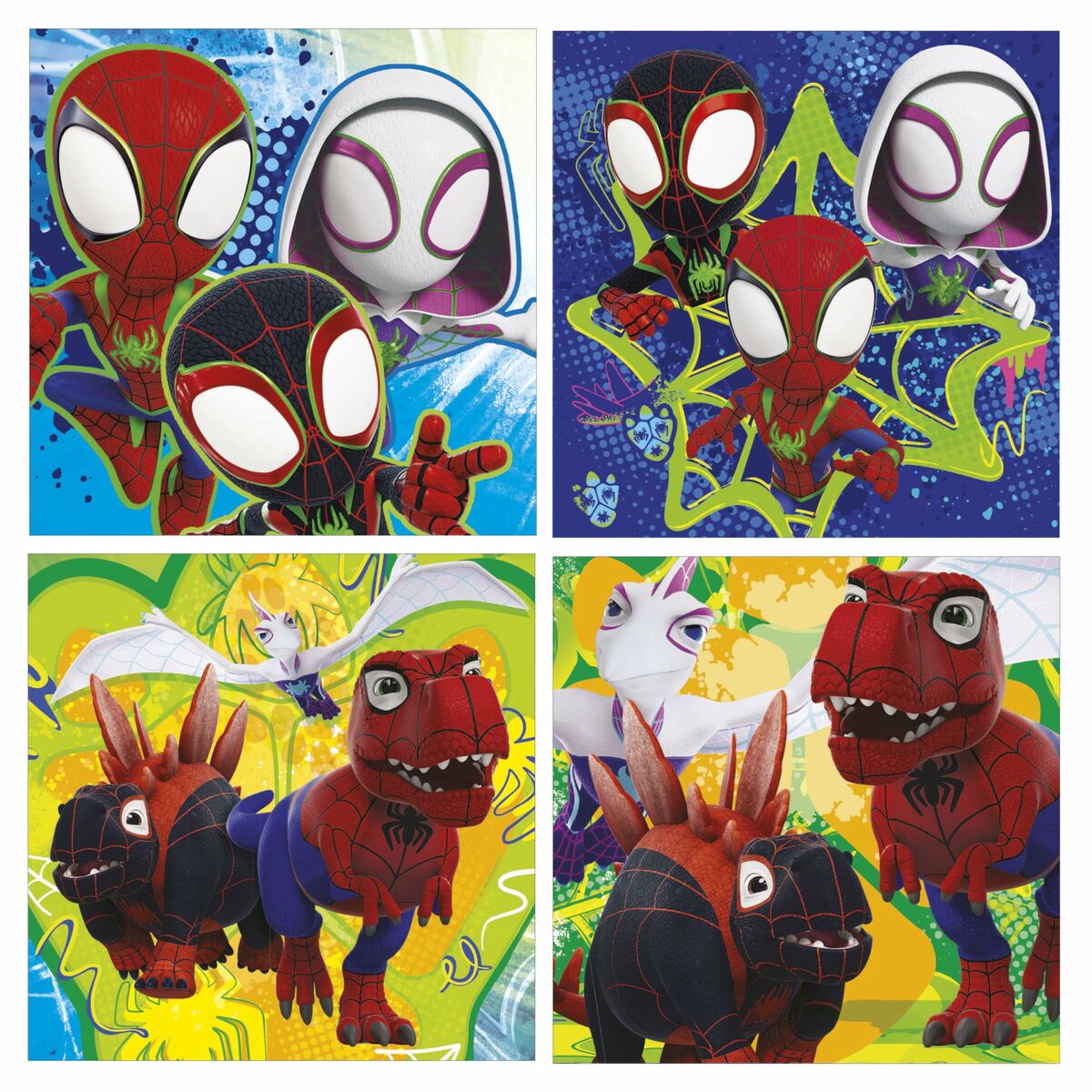 Set de 4 Puzzle-uri Educa Dino Spidey 12 Piese 16 Piese 20 Piese 25 Piese (4 Unități) - Jucarii si jocuri, Puzzle-uri și puzzle-uri