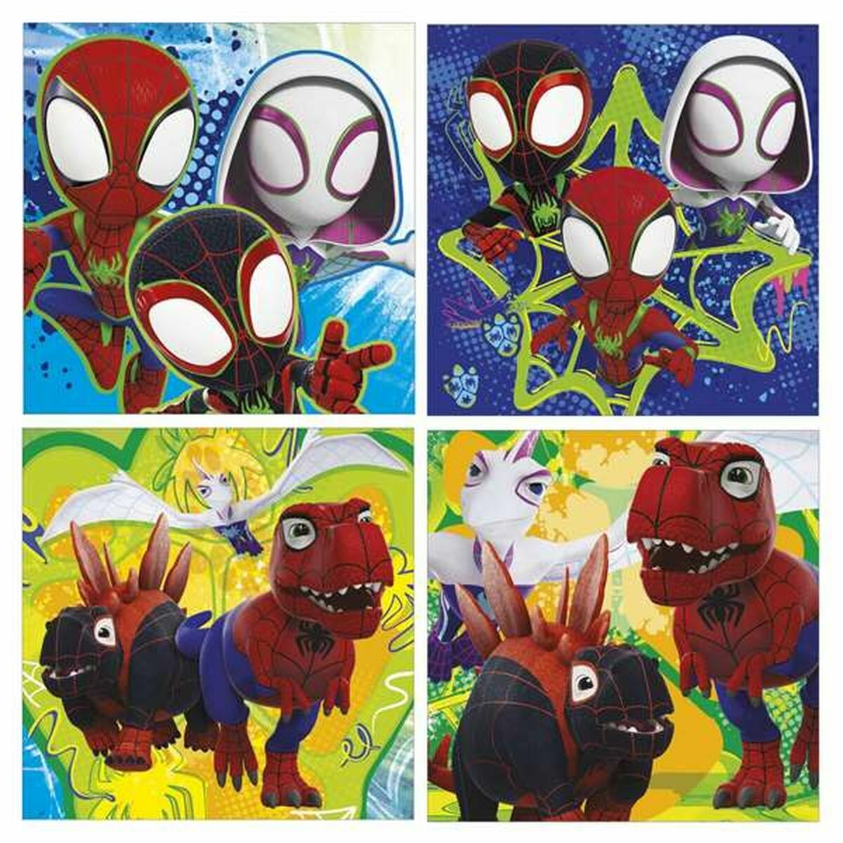 Set de 4 Puzzle-uri Educa Dino Spidey 12 Piese 16 Piese 20 Piese 25 Piese (4 Unități) - Jucarii si jocuri, Puzzle-uri și puzzle-uri