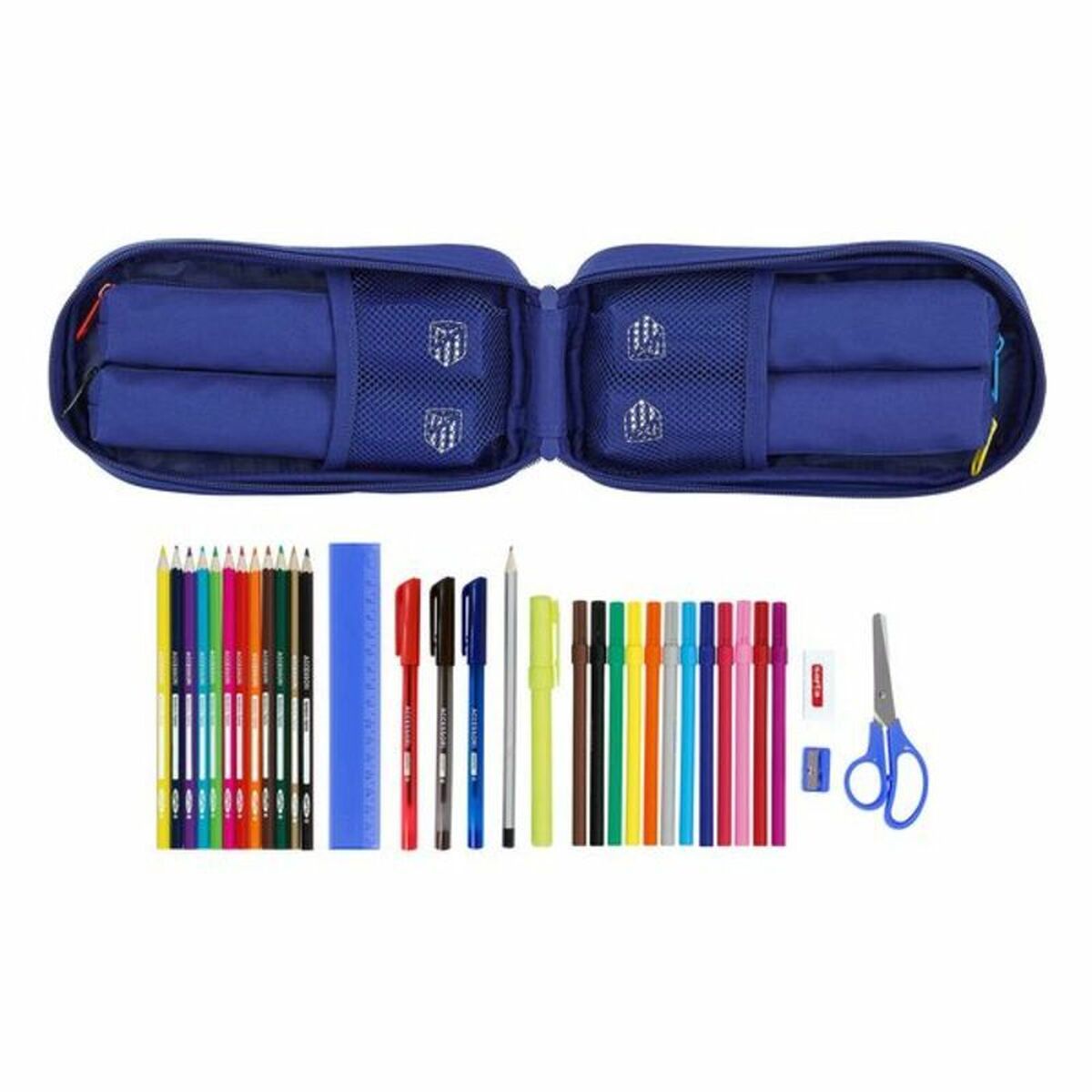 Cutie pentru creioane Atlético Madrid In blue Bleumarin 12 x 23 x 5 cm (33 Piese) - Birou și papetărie, Material școlar și educațional