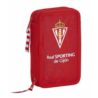 Creion dublu Real Sporting de Gijón Roșu 12.5 x 19.5 x 4 cm (28 Piese) - Birou și papetărie, Material școlar și educațional