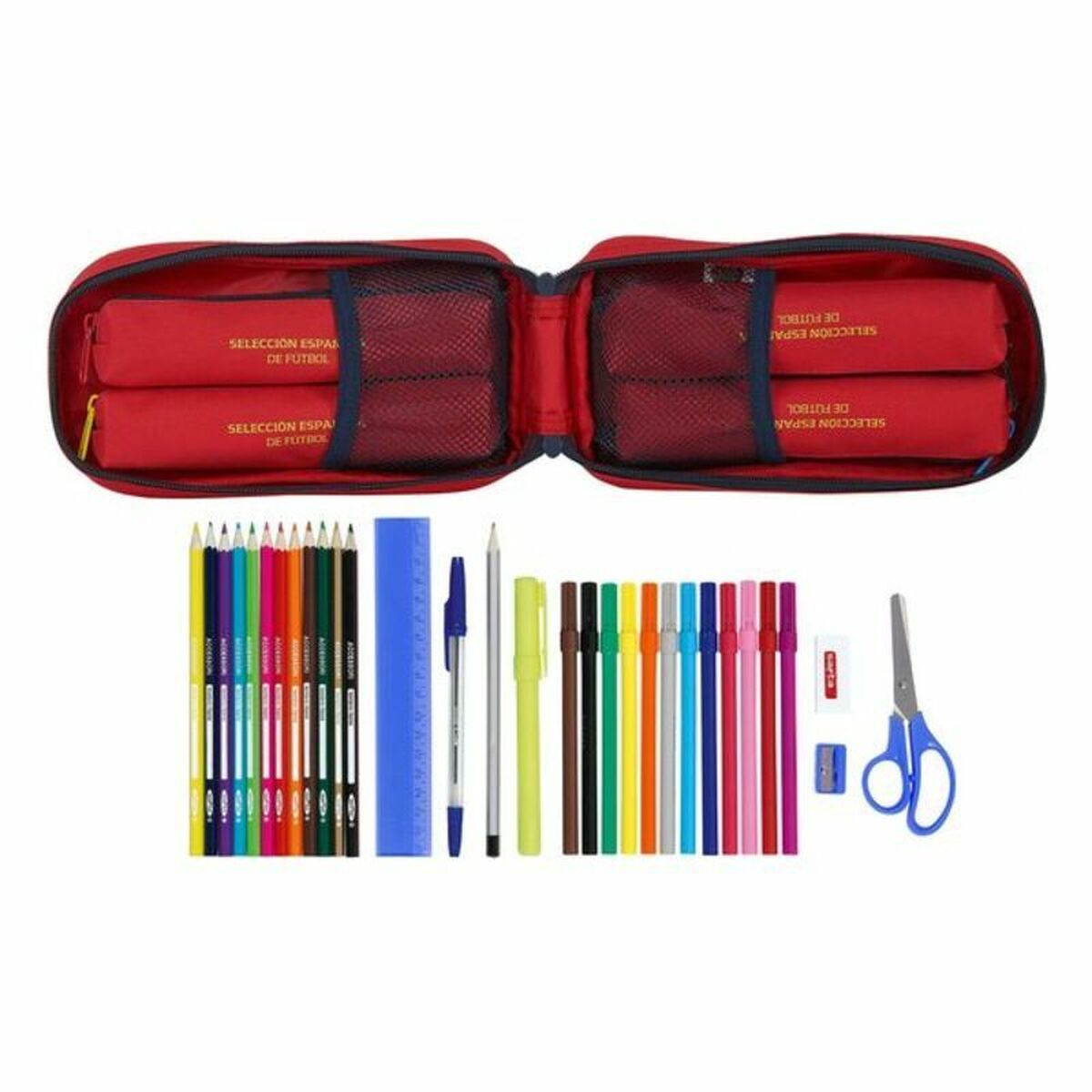 Cutie pentru creioane RFEF M747 Roșu 12 x 23 x 5 cm (33 Piese) - Birou și papetărie, Material școlar și educațional
