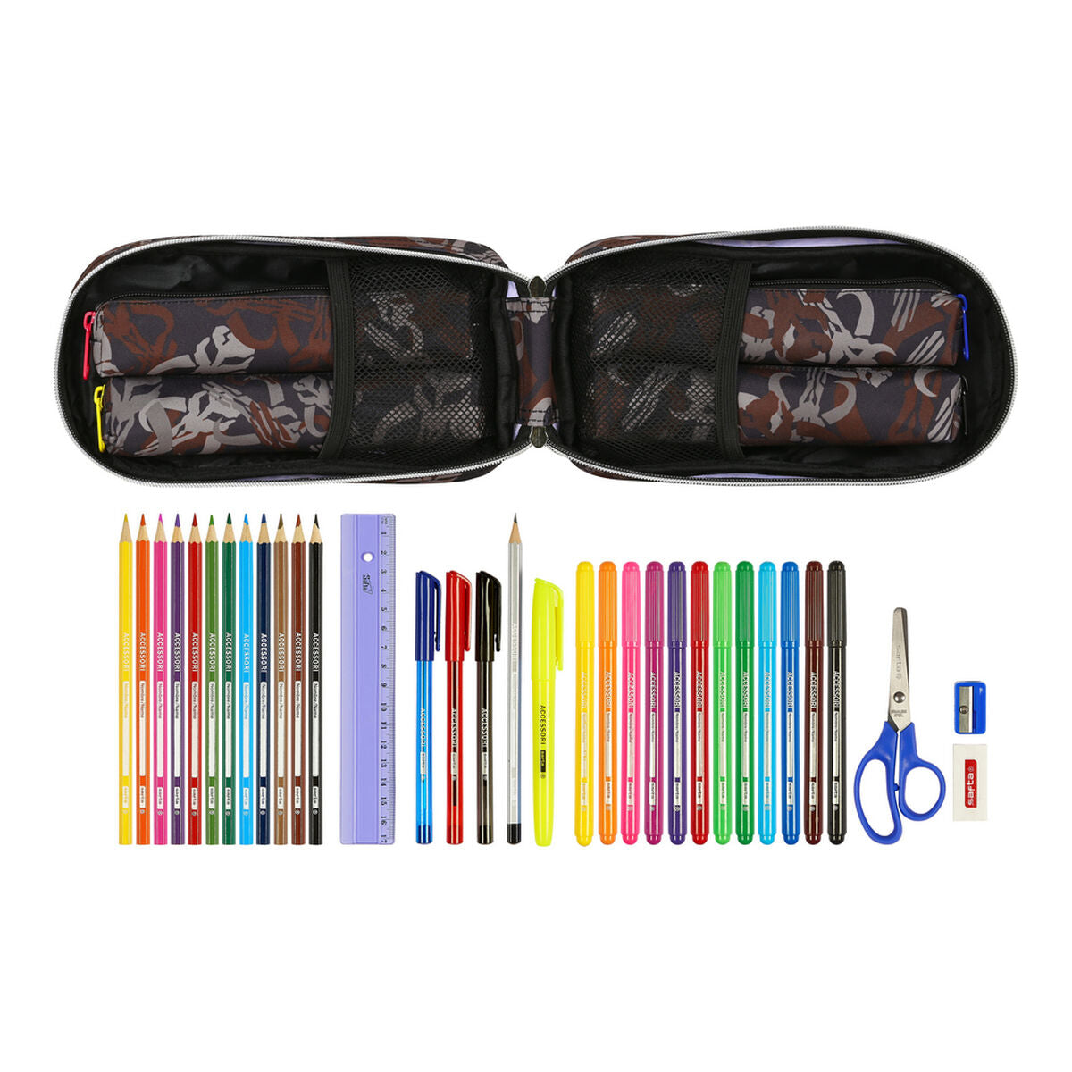 Cutie pentru creioane The Mandalorian The Guild Negru Maro (12 x 23 x 5 cm) (33 Piese) - Birou și papetărie, Material școlar și educațional