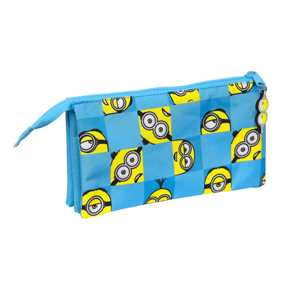 Penar triplu Minions Minionstatic Albastru (22 x 12 x 3 cm) - Birou și papetărie, Material școlar și educațional