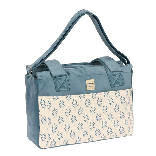 Geantă pentru scutece Safta Leaves Turquoise (46 x 26 x 15 cm) - Sănătate și îngrijire personală, Îngrijirea copiilor și puericultură