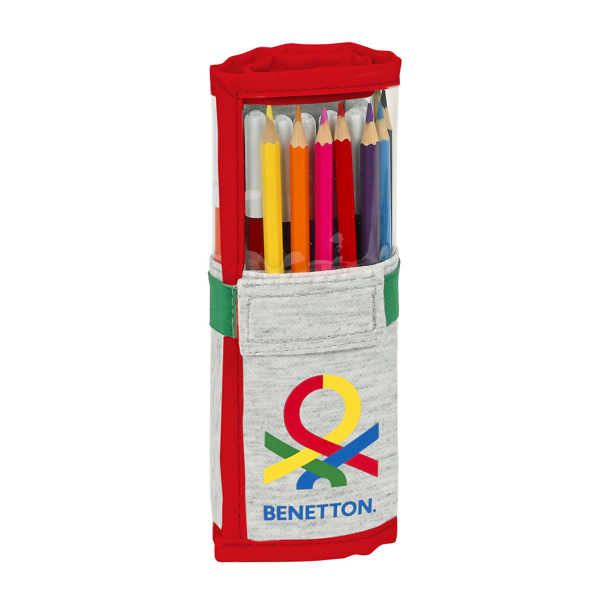 Penar cu Accesorii Benetton Pop Gri (27 Piese) (7 x 20 x 7 cm) - Birou și papetărie, Material școlar și educațional