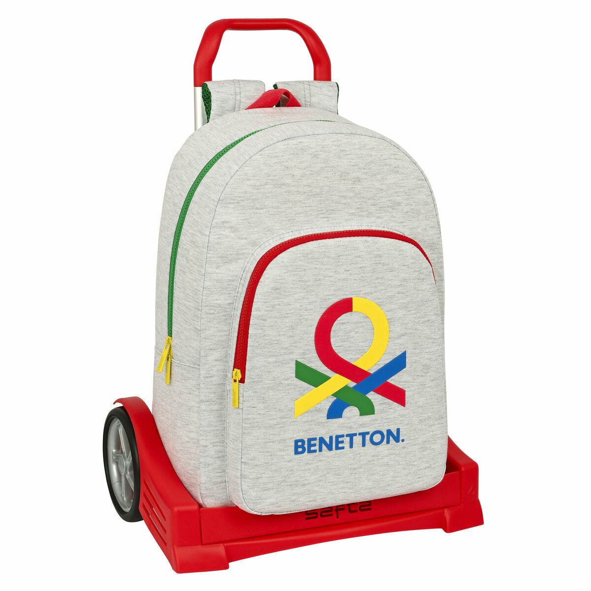 Ghiozdan cu Roți Safta Benneton Gri 30 x 14 x 46 cm - Birou și papetărie, Material școlar și educațional