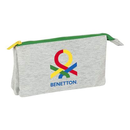 Penar triplu Benetton Pop Gri (22 x 12 x 3 cm) - Birou și papetărie, Material școlar și educațional