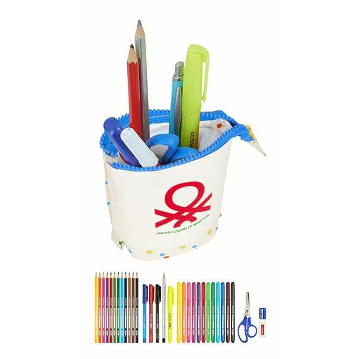 Geantă Universală Benetton Topitos Alb Natural 19 x 6 cm - Birou și papetărie, Material școlar și educațional