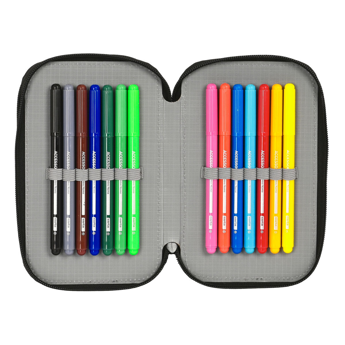 Penar cu Accesorii El Niño Green bali Negru 12.5 x 19.5 x 4 cm (28 Piese) - Birou și papetărie, Material școlar și educațional