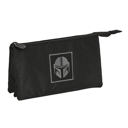 Penar triplu The Mandalorian Negru (22 x 12 x 3 cm) - Birou și papetărie, Material școlar și educațional