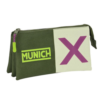 Penar triplu Munich Bright khaki Verde 22 x 12 x 3 cm - Birou și papetărie, Material școlar și educațional