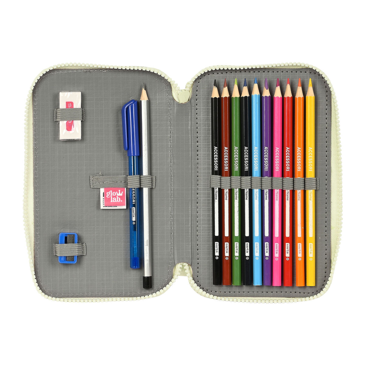 Penar cu Accesorii Glow Lab Magic flow Bej 12.5 x 19.5 x 4 cm (28 Piese) - Birou și papetărie, Material școlar și educațional
