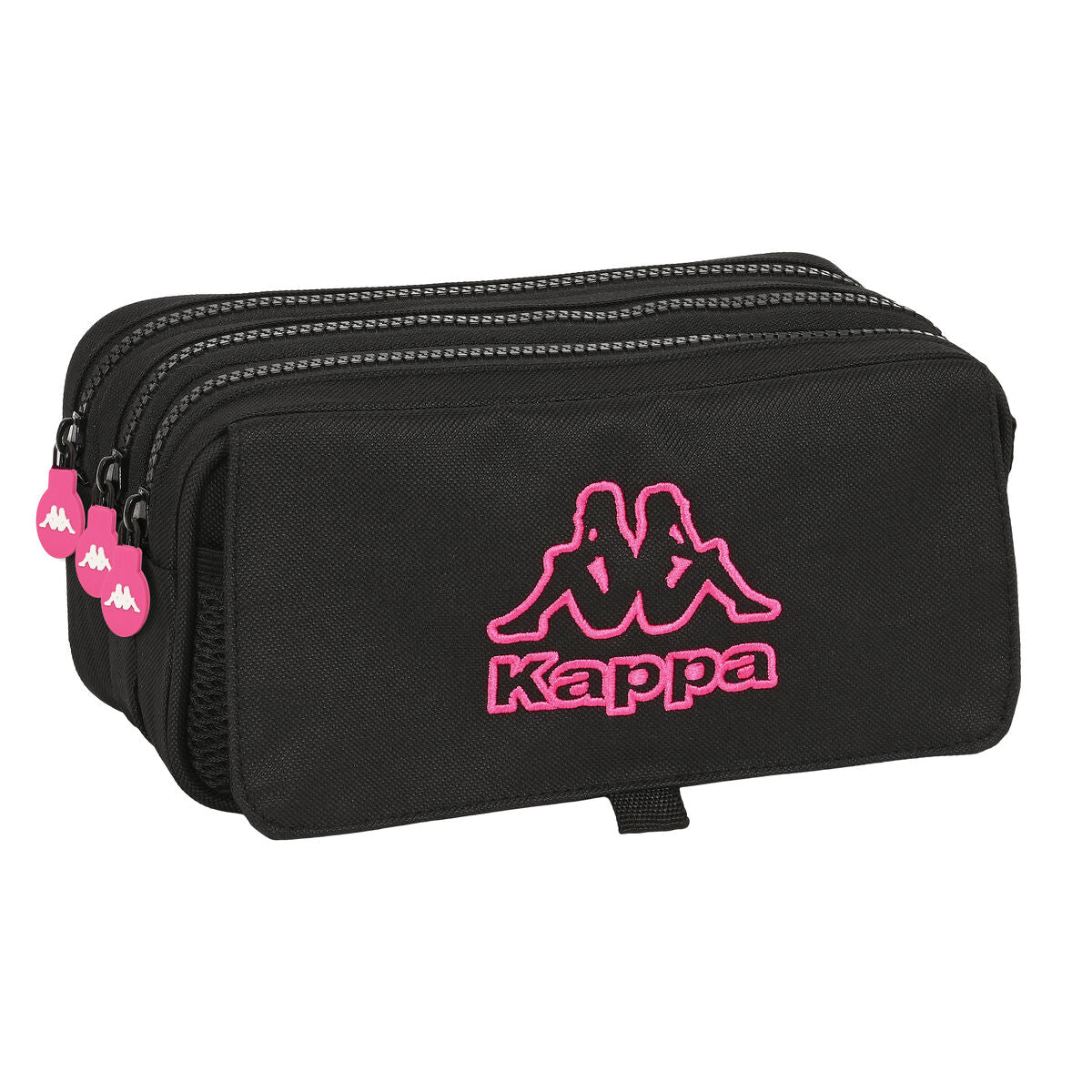 Penar triplu Kappa Black and pink Negru (21,5 x 10 x 8 cm) - Birou și papetărie, Material școlar și educațional