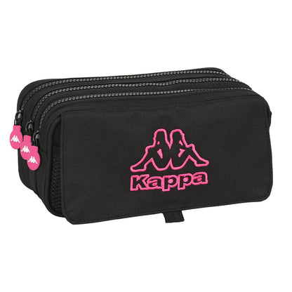 Penar triplu Kappa Black and pink Negru (21,5 x 10 x 8 cm) - Birou și papetărie, Material școlar și educațional