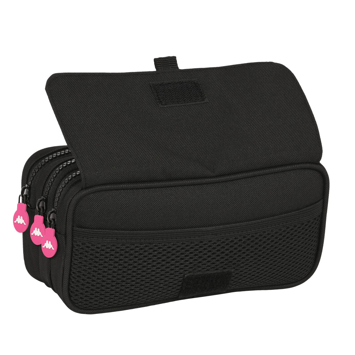 Penar triplu Kappa Black and pink Negru (21,5 x 10 x 8 cm) - Birou și papetărie, Material școlar și educațional