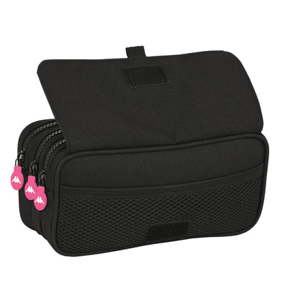 Penar triplu Kappa Black and pink Negru (21,5 x 10 x 8 cm) - Birou și papetărie, Material școlar și educațional