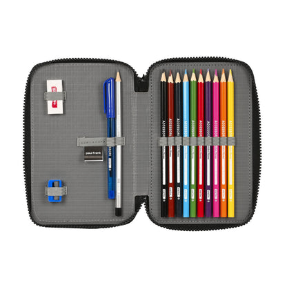 Penar cu Accesorii Paul Frank Campers Negru 12.5 x 19.5 x 4 cm (28 Piese) - Birou și papetărie, Material școlar și educațional