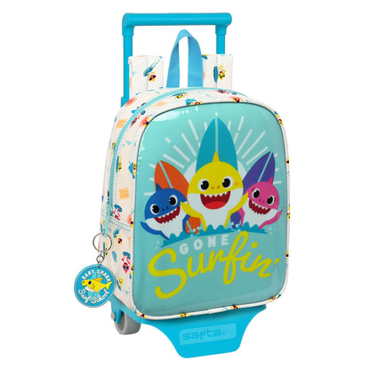 Ghiozdan cu Roți Baby Shark Surfing Albastru Alb 22 x 27 x 10 cm - Birou și papetărie, Material școlar și educațional