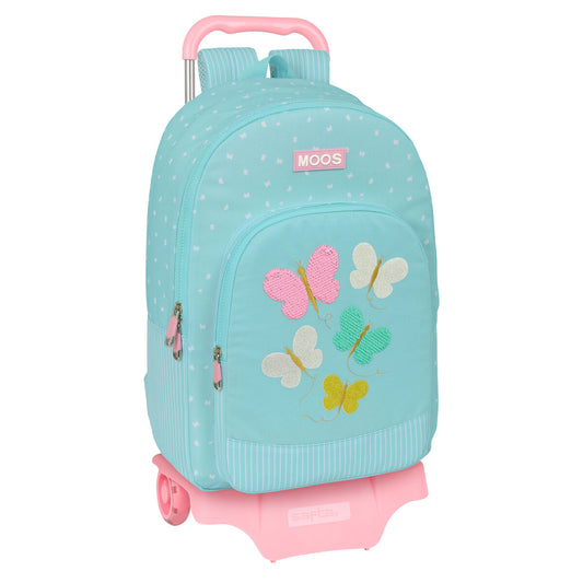 Ghiozdan cu Roți Moos Butterflies Albastru 30 x 46 x 14 cm - Birou și papetărie, Material școlar și educațional
