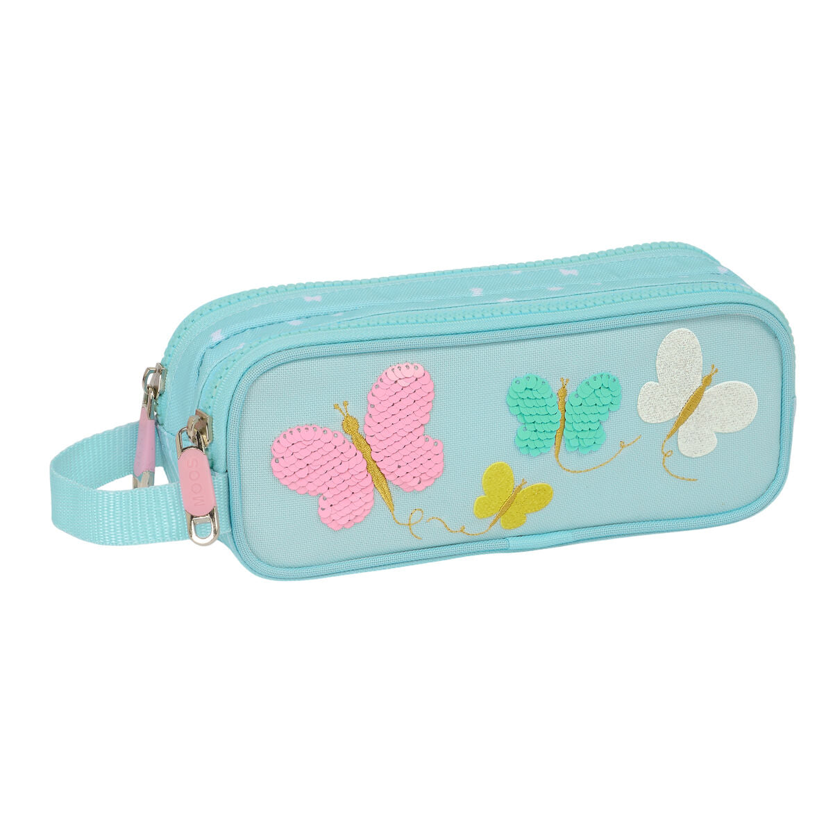 Penar dublu Moos Butterflies Albastru deschis 21 x 8 x 6 cm - Birou și papetărie, Material școlar și educațional