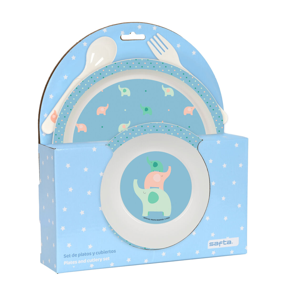 Set de Menaj pentru Copii Safta Elefantes (4 Piese) - Acasă și bucătărie, Tacâmuri, veselă și sticlărie