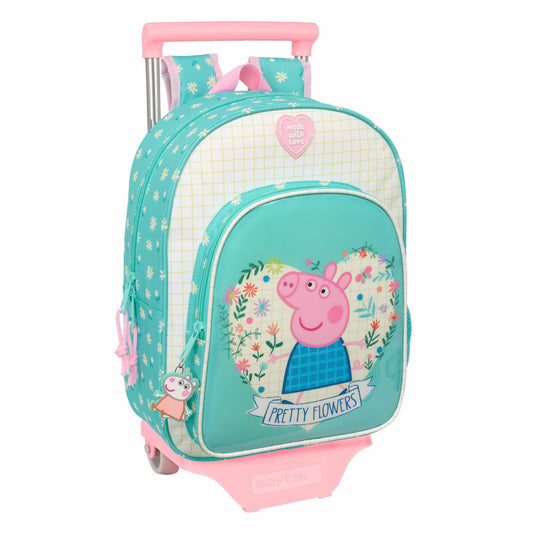 Ghiozdan cu Roți Peppa Pig Pretty flowers Galben Mentă 26 x 11 x 67 cm 26 x 34 x 11 cm - Birou și papetărie, Material școlar și educațional