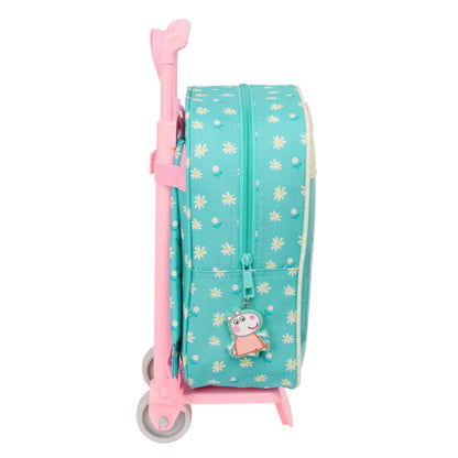 Ghiozdan cu Roți Peppa Pig Pretty flowers Galben Mentă 22 x 27 x 10 cm - Birou și papetărie, Material școlar și educațional