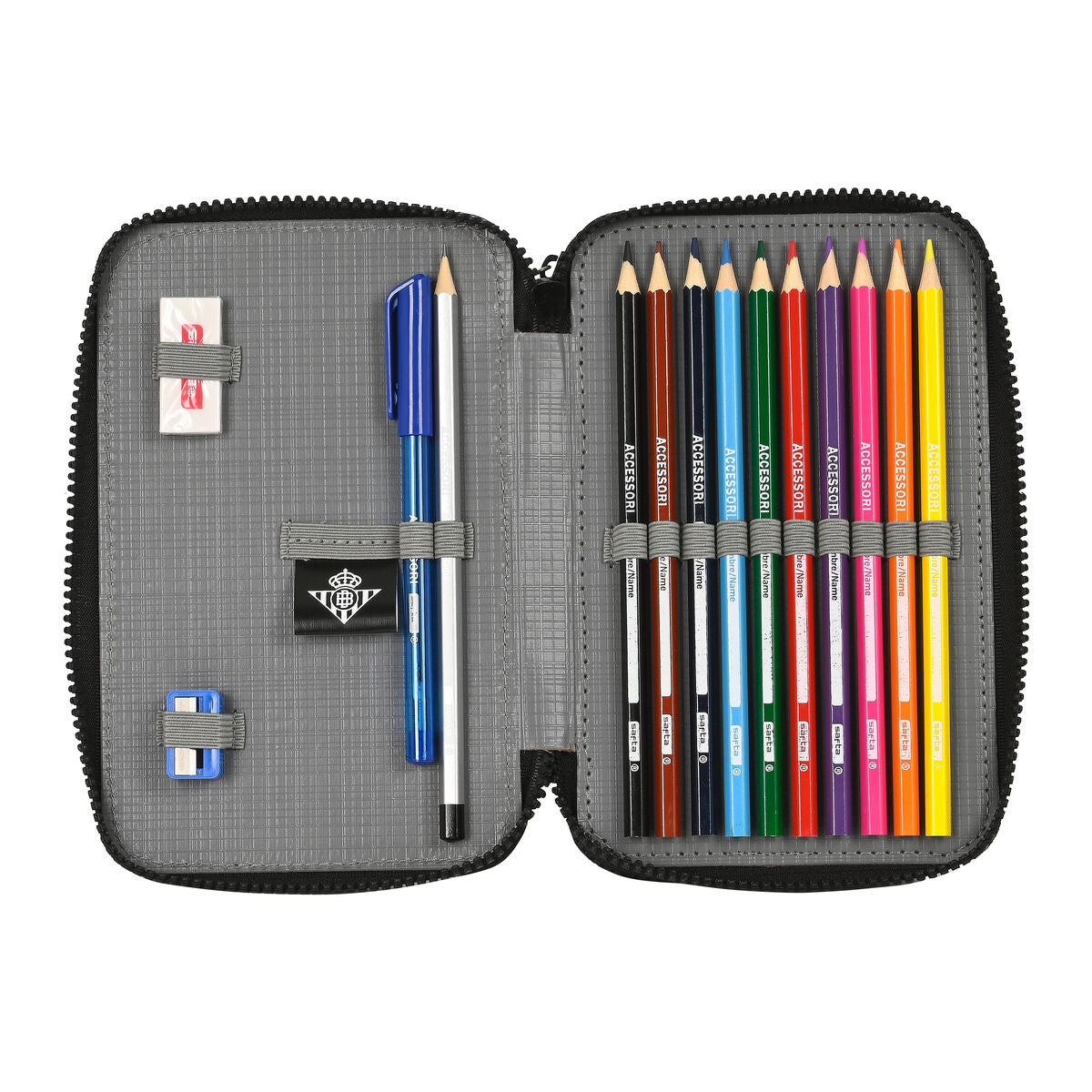 Creion dublu Real Betis Balompié Negru Lămâie verde 12.5 x 19.5 x 4 cm (28 Piese) - Birou și papetărie, Material școlar și educațional