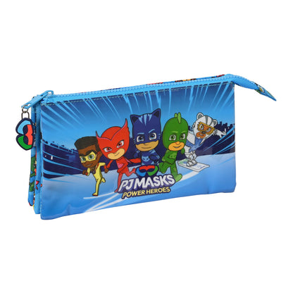 Penar triplu PJ Masks Albastru 22 x 12 x 3 cm - Birou și papetărie, Material școlar și educațional