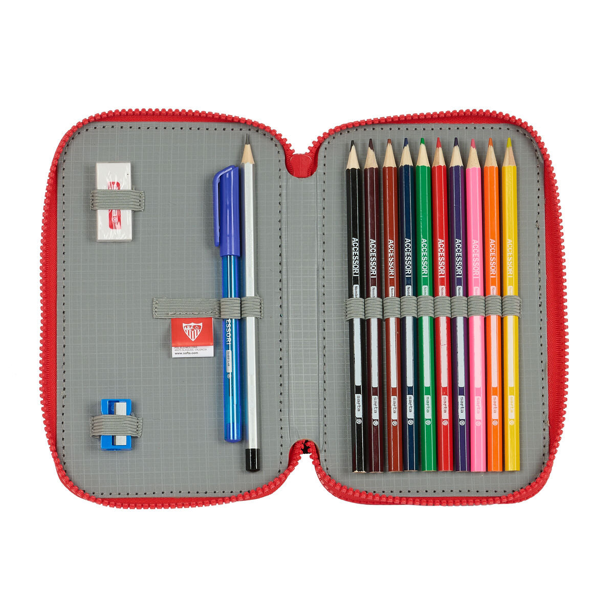 Creion dublu Sevilla Fútbol Club Negru Roșu 12.5 x 19.5 x 4 cm (28 Piese) - Birou și papetărie, Material școlar și educațional