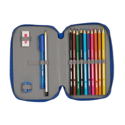 Creion dublu F.C. Barcelona Albastru Castaniu 12.5 x 19.5 x 4 cm (28 Piese) - Birou și papetărie, Material școlar și educațional