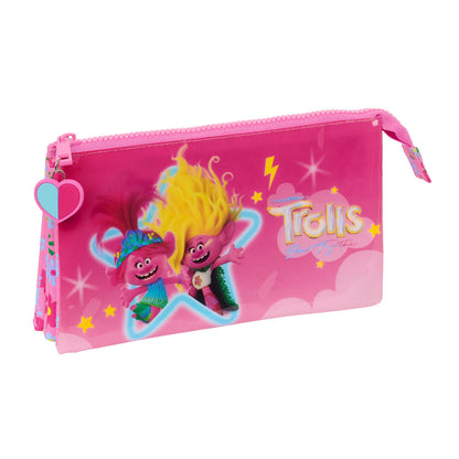Penar triplu Trolls Roz 22 x 12 x 3 cm - Birou și papetărie, Material școlar și educațional
