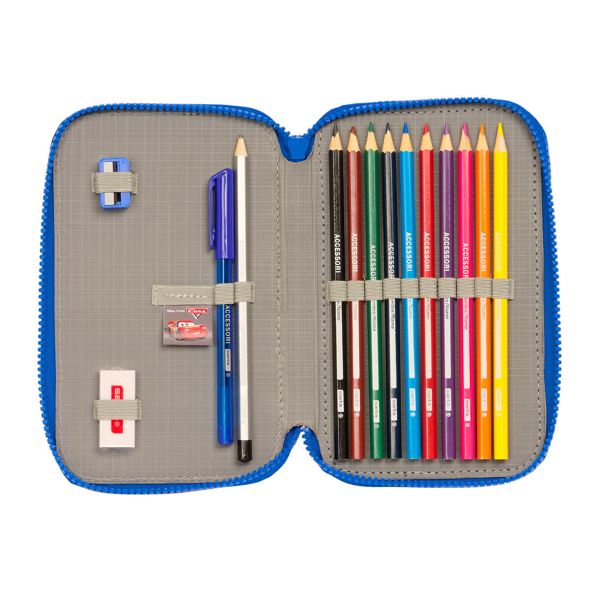 Creion dublu Cars Race ready Albastru 12.5 x 19.5 x 4 cm (28 Piese) - Birou și papetărie, Material școlar și educațional