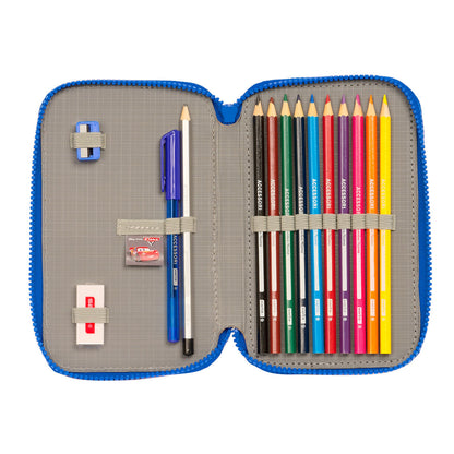 Creion dublu Cars Race ready Albastru 12.5 x 19.5 x 4 cm (28 Piese) - Birou și papetărie, Material școlar și educațional