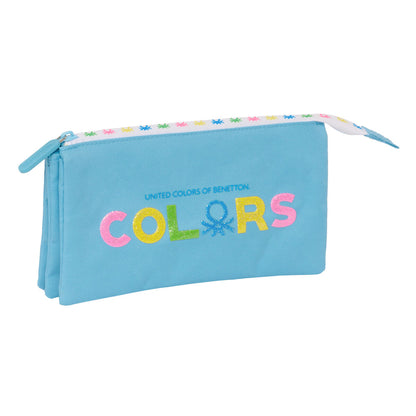 Penar triplu Benetton Spring Albastru celest 22 x 12 x 3 cm - Birou și papetărie, Material școlar și educațional