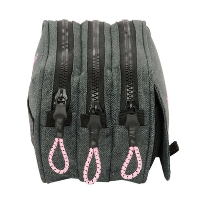 Penar triplu Kappa Silver pink Gri 21,5 x 10 x 8 cm - Birou și papetărie, Material școlar și educațional